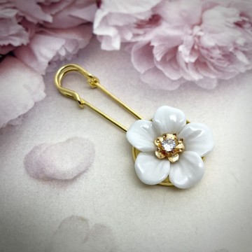 BLOMSTER BROSJE MED STEN -  GLEDE 